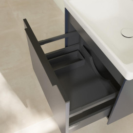 Тумба под раковину Villeroy & Boch Subway 3.0 57,2х42,9 см ДСП/алюминий морской синий/черный вулкан C57701VQ