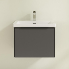 Тумба под раковину Villeroy & Boch Subway 3.0 57,2х42,9 см ДСП/алюминий графит/черный вулкан C57701VR