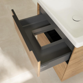 Тумба під раковину Villeroy & Boch Subway 3.0 57,2х57,6 см ДСП/алюміній дуб канзас/чорний вулкан C57801RH