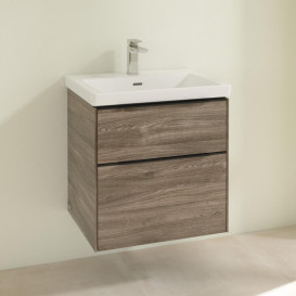 Тумба под раковину Villeroy & Boch Subway 3.0 57,2х57,6 см ДСП/алюминий дуб каменный/черный вулкан C57801RK