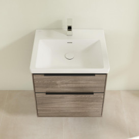 Тумба под раковину Villeroy & Boch Subway 3.0 57,2х57,6 см ДСП/алюминий дуб каменный/черный вулкан C57801RK