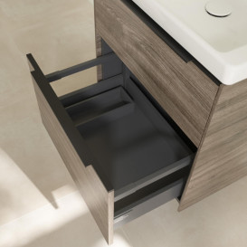 Тумба под раковину Villeroy & Boch Subway 3.0 57,2х57,6 см ДСП/алюминий дуб каменный/черный вулкан C57801RK