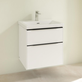 Тумба под раковину Villeroy & Boch Subway 3.0 57,2х57,6 см ДСП/алюминий чистый белый/черный вулкан C57801VF