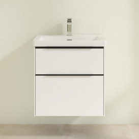 Тумба под раковину Villeroy & Boch Subway 3.0 57,2х57,6 см ДСП/алюминий чистый белый/черный вулкан C57801VF