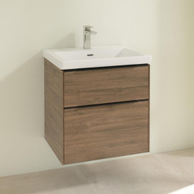 Тумба під раковину Villeroy & Boch Subway 3.0 57,2х57,6 см ДСП/алюміній дуб аризона/чорний вулкан C57801VH