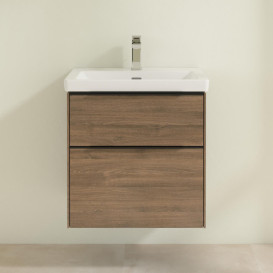 Тумба під раковину Villeroy & Boch Subway 3.0 57,2х57,6 см ДСП/алюміній дуб аризона/чорний вулкан C57801VH