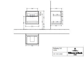 Тумба под раковину Villeroy & Boch Subway 3.0 57,2х57,6 см ДСП/алюминий дуб северный/черный вулкан C57801VJ