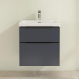 Тумба под раковину Villeroy & Boch Subway 3.0 57,2х57,6 см ДСП/алюминий морской синий/черный вулкан C57801VQ