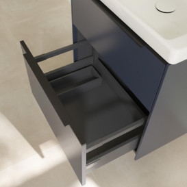 Тумба под раковину Villeroy & Boch Subway 3.0 57,2х57,6 см ДСП/алюминий морской синий/черный вулкан C57801VQ
