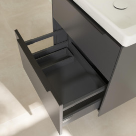 Тумба под раковину Villeroy & Boch Subway 3.0 57,2х57,6 см ДСП/алюминий графит/черный вулкан C57801VR