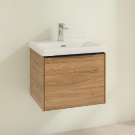 Тумба под раковину Villeroy & Boch Subway 3.0 52,3х42,9 см ДСП/алюминий дуб канзас/черный вулкан C57901RH