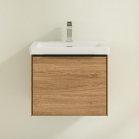 Тумба под раковину Villeroy & Boch Subway 3.0 52,3х42,9 см ДСП/алюминий дуб канзас/черный вулкан C57901RH