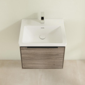 Тумба під раковину Villeroy & Boch Subway 3.0 52,3х42,9 см ДСП/алюміній дуб кам'яний/чорний вулкан C57901RK