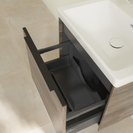 Тумба під раковину Villeroy & Boch Subway 3.0 52,3х42,9 см ДСП/алюміній дуб кам'яний/чорний вулкан C57901RK