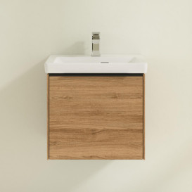 Тумба под раковину Villeroy & Boch Subway 3.0 47,3х42,9 см ДСП/алюминий дуб канзас/черный вулкан C58001RH