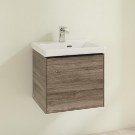 Тумба под раковину Villeroy & Boch Subway 3.0 47,3х42,9 см ДСП/алюминий дуб каменный/черный вулкан C58001RK