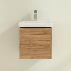 Тумба под раковину Villeroy & Boch Subway 3.0 42,3х42,9 см ДСП/алюминий дуб канзас/черный вулкан C58101RH