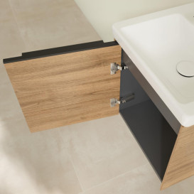 Тумба под раковину Villeroy & Boch Subway 3.0 42,3х42,9 см ДСП/алюминий дуб канзас/черный вулкан C58101RH