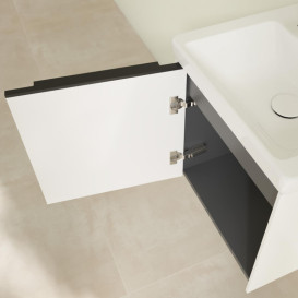 Тумба під раковину Villeroy & Boch Subway 3.0 42,3х42,9 см ДСП/алюміній білий діамант/чорний вулкан C58101VE