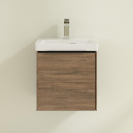 Тумба під раковину Villeroy & Boch Subway 3.0 42,3х42,9 см ДСП/алюміній дуб аризона/чорний вулкан C58101VH