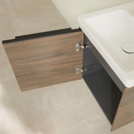 Тумба під раковину Villeroy & Boch Subway 3.0 42,3х42,9 см ДСП/алюміній дуб аризона/чорний вулкан C58101VH