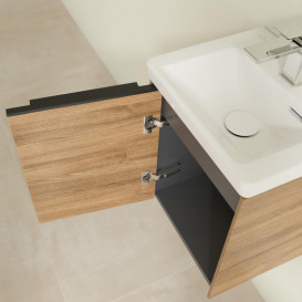 Тумба под раковину Villeroy & Boch Subway 3.0 35,1х42,9 см ДСП/алюминий дуб канзас/черный вулкан C58301RH