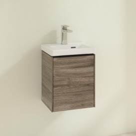 Тумба під раковину Villeroy & Boch Subway 3.0 35,1х42,9 см ДСП/алюміній дуб кам'яний/чорний вулкан C58301RK