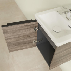 Тумба під раковину Villeroy & Boch Subway 3.0 35,1х42,9 см ДСП/алюміній дуб кам'яний/чорний вулкан C58301RK