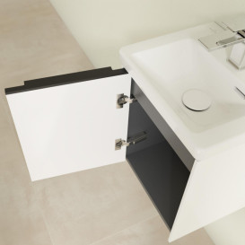 Тумба под раковину Villeroy & Boch Subway 3.0 35,1х42,9 см ДСП/алюминий белый бриллиант/черный вулкан C58301VE