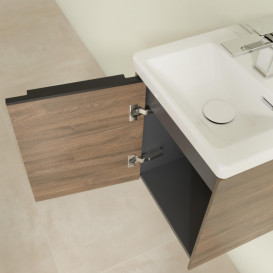 Тумба под раковину Villeroy & Boch Subway 3.0 35,1х42,9 см ДСП/алюминий дуб аризона/черный вулкан C58301VH