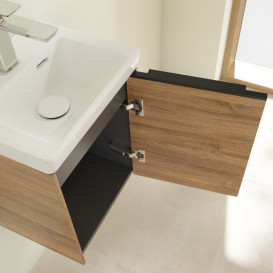 Тумба под раковину Villeroy & Boch Subway 3.0 35,1х42,9 см ДСП/алюминий дуб канзас/черный вулкан C58401RH