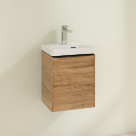 Тумба под раковину Villeroy & Boch Subway 3.0 35,1х42,9 см ДСП/алюминий дуб канзас/черный вулкан C58401RH