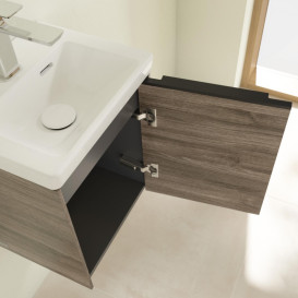 Тумба под раковину Villeroy & Boch Subway 3.0 35,1х42,9 см ДСП/алюминий дуб каменный/черный вулкан C58401RK