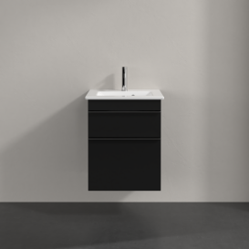 Тумба под раковину Villeroy & Boch Venticello 46,6х42,5 см МДФ черный матовый лак/ручка хром A92201PD