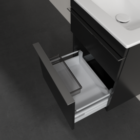 Тумба под раковину Villeroy & Boch Venticello 46,6х42,5 см МДФ черный матовый лак/ручка хром A92201PD