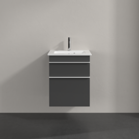 Тумба под раковину Villeroy & Boch Venticello 46,6х42,5 см МДФ глянцевый серый/ручка алюминий белый A92202FP