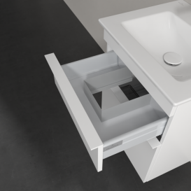 Тумба под раковину Villeroy & Boch Venticello 46,6х42,5 см ДСП/МДФ белый матовый/ручка алюминий белый A92202MS