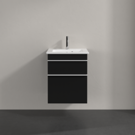 Тумба под раковину Villeroy & Boch Venticello 46,6х42,5 см МДФ черный матовый лак/ручка алюминий белый A92202PD