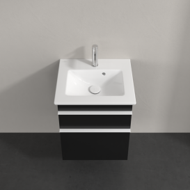 Тумба под раковину Villeroy & Boch Venticello 46,6х42,5 см МДФ черный матовый лак/ручка алюминий белый A92202PD