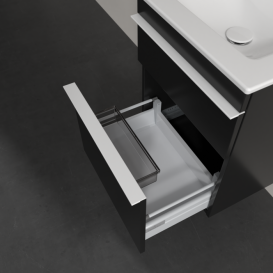 Тумба под раковину Villeroy & Boch Venticello 46,6х42,5 см МДФ черный матовый лак/ручка алюминий белый A92202PD