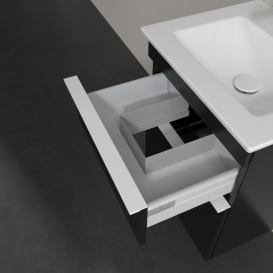 Тумба под раковину Villeroy & Boch Venticello 46,6х42,5 см МДФ черный матовый лак/ручка алюминий белый A92202PD