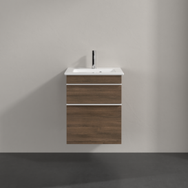 Тумба під раковину Villeroy & Boch Venticello 46,6х42,5 см ДСП дуб аризона/ручка алюміній білий A92202VH