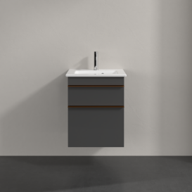 Тумба под раковину Villeroy & Boch Venticello 46,6х42,5 см МДФ глянцевый серый/ручка медь A92205FP