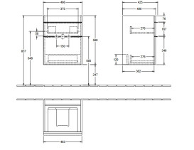 Тумба под раковину Villeroy & Boch Venticello 46,6х42,5 см ДСП/МДФ белый матовый/ручка медь A92205MS