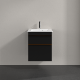 Тумба під раковину Villeroy & Boch Venticello 46,6х42,5 см МДФ чорний матовий лак/ручка мідь A92205PD