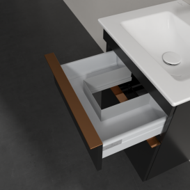 Тумба під раковину Villeroy & Boch Venticello 46,6х42,5 см МДФ чорний матовий лак/ручка мідь A92205PD