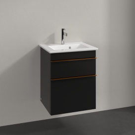Тумба під раковину Villeroy & Boch Venticello 46,6х42,5 см МДФ чорний матовий лак/ручка мідь A92205PD