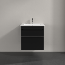 Тумба под раковину Villeroy & Boch Venticello 55,3х50,2 см МДФ черный матовый лак/ручка хром A92301PD