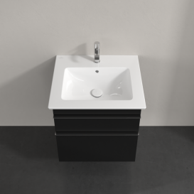 Тумба под раковину Villeroy & Boch Venticello 55,3х50,2 см МДФ черный матовый лак/ручка хром A92301PD