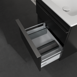 Тумба под раковину Villeroy & Boch Venticello 55,3х50,2 см МДФ черный матовый лак/ручка хром A92301PD